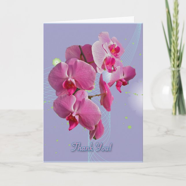 Cartão de agradecimento de orquídeas rosa (Frente)