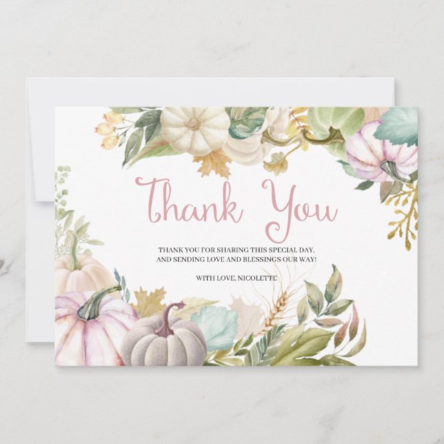 Cartão de agradecimento de outono da abóbora de ou (Frente)