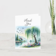 Cartão de Agradecimento de Paisagem em Aquarela