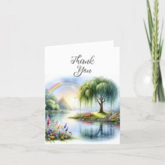 Cartão de Agradecimento de Paisagem em Aquarela