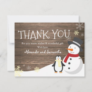 Cartão de agradecimento de Papai Noel pinguim de I