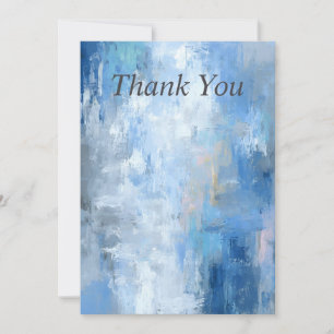 Cartão de Agradecimento de Pintura Abstrata Azul e