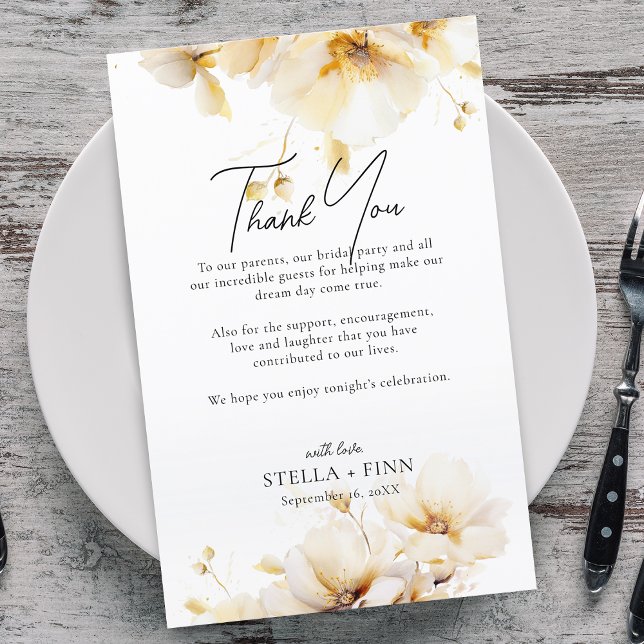 Cartão de Agradecimento de Recepção de Casamento c (Elegant Florals Thank You Wedding Reception Card)