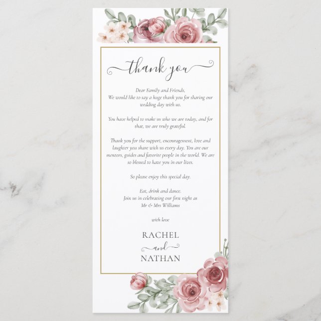 Cartão de Agradecimento de Recepção de Casamento F (Frente)