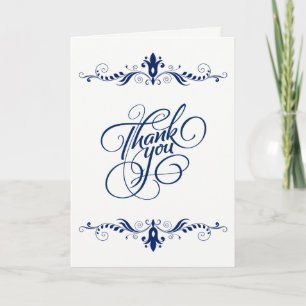 Cartão de Agradecimento de Renda Floral Azul-Marin