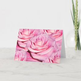 Cartão de agradecimento de rosas cor-de-rosa