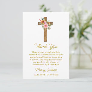 Cartão de Agradecimento de Simpatia Cruz Floral