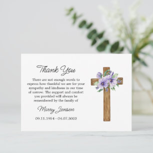Cartão de Agradecimento de Simpatia Pansy Cross
