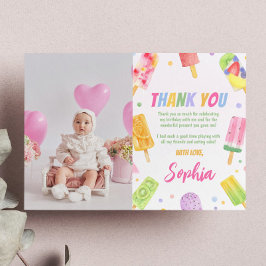 Cartão de Agradecimento de Sorvete Popsicle Festa 