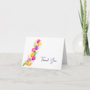 Cartão de Agradecimento de Tulipa em Aquarela