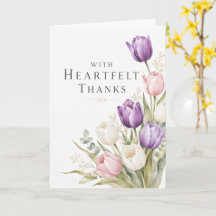 Cartão de Agradecimento de Tulipa em Aquarela Eleg
