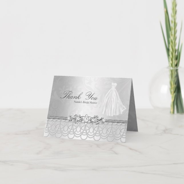 Cartão de Agradecimento de Vestido de Noiva e Joia (Frente)