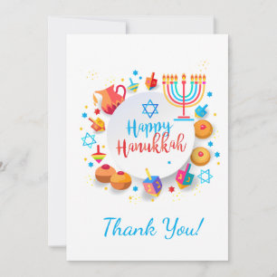 Cartão De Agradecimento Decoração bonita do partido feliz de Hanukkah,