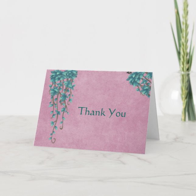 Cartão De Agradecimento Decoração Simples de Flores Azuis Penduradas Obrig (Frente)