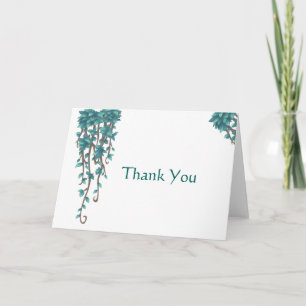 Cartão De Agradecimento Decoração Simples de Teal Floral Pendente Obrigado