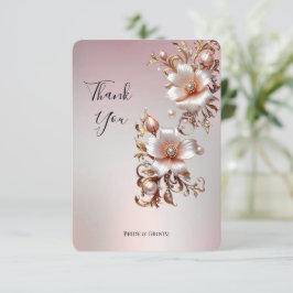 Cartão De Agradecimento Decorative Pink Floral Thank You Card