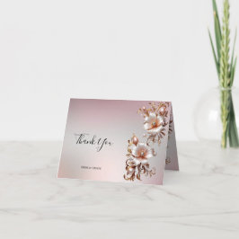 Cartão De Agradecimento Decorative Pink Floral Thank You Card