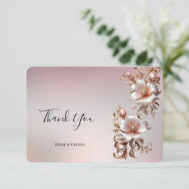 Cartão De Agradecimento Decorative Pink Floral Thank You Card