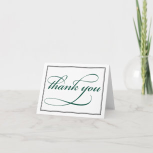 Cartão De Agradecimento Deep Green Calligraphy Script Thank You Note Card