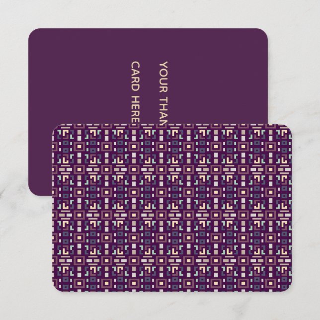 Cartão De Agradecimento Deep Purple e Terroso Abstrato Geométrico (Frente/Verso)