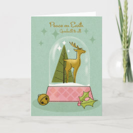 Cartão De Agradecimento Deer Snow Globe Peace on Earth