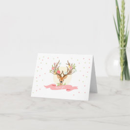 Cartão De Agradecimento Deer Thank you card Woodland Buck Antlers Floral