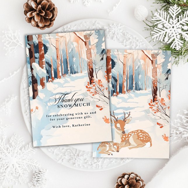 Cartão De Agradecimento Deer Woodland Obrigado, você neve muito chá de fra (Criador carregado)