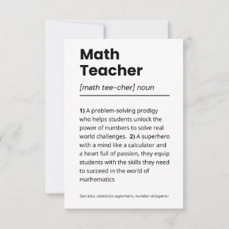 Cartão De Agradecimento Definição de Professores de Matemática, Apreciação