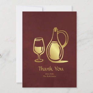 Cartão De Agradecimento Degustação de vinho tinto e dourado