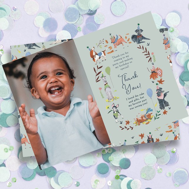 Cartão De Agradecimento Deixa o Cachorro Azul Pawy Festa de aniversário (Lets Pawty Blue Dog Puppy Birthday Party Thank You Card)