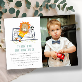 Cartão De Agradecimento Deixe-me Kick Lion Goalkeeper Foto de futebol Aniv