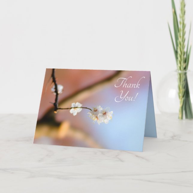 Cartão De Agradecimento Delicar as flores do damasco japonês (Frente)
