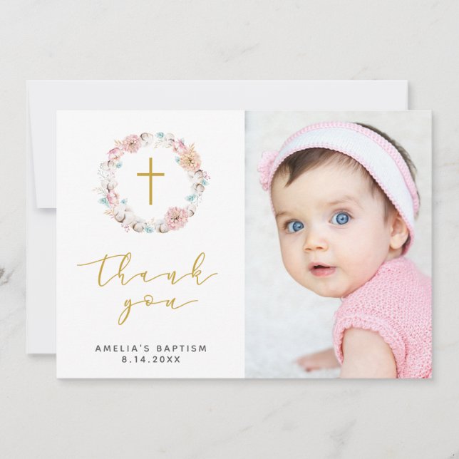 Cartão De Agradecimento Delicar Floral & Cotton Obrigado (Frente)