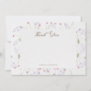 Cartão De Agradecimento Delicar Watercolor Flores Selvagens Caligrafia