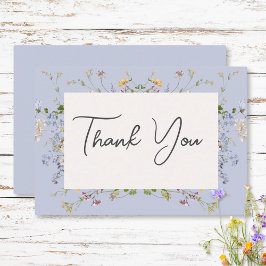 Cartão De Agradecimento Delicate Boho Wildflower Periwinkle Wedding