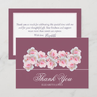 Cartão De Agradecimento Delicate Pink Roses Floral Bridal Shower Thank You
