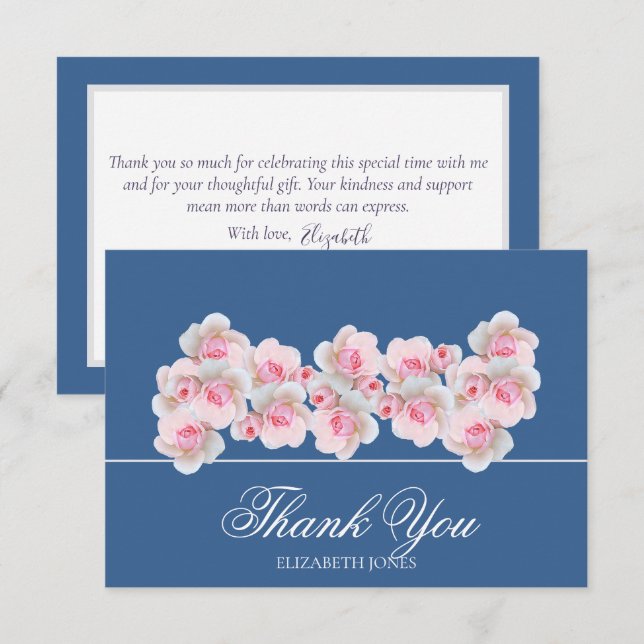 Cartão De Agradecimento Delicate Pink Roses Floral Bridal Shower Thank You (Frente/Verso)