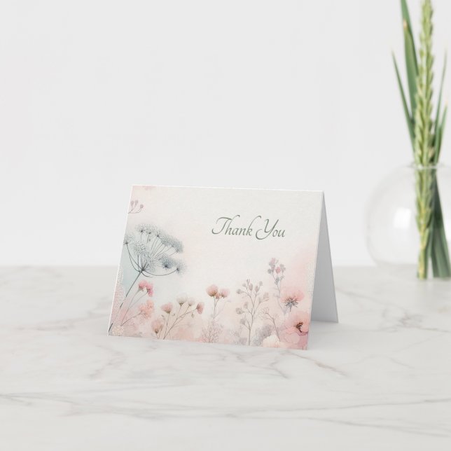 Cartão De Agradecimento Delicate Queen Anne's Lace Blank Thank you Card (Frente)