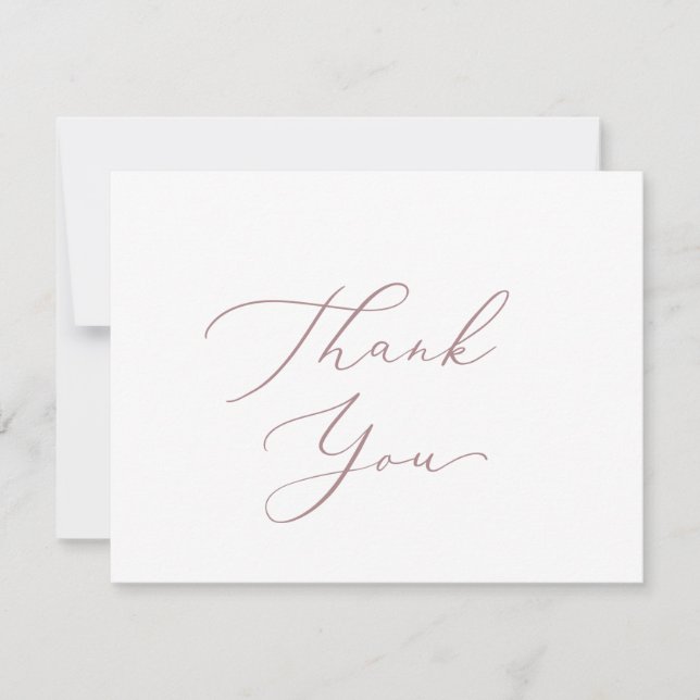 Cartão De Agradecimento Delicate Rose Gold Calligraphy Thank You Card (Frente)