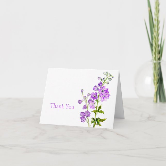 Cartão De Agradecimento Delphinium art wedding thank you card (Frente)