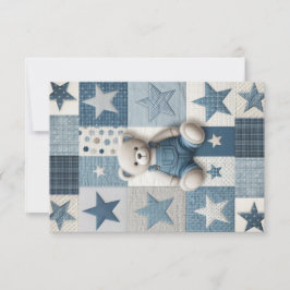 Cartão De Agradecimento Denim Patchwork Bear Thank You Card