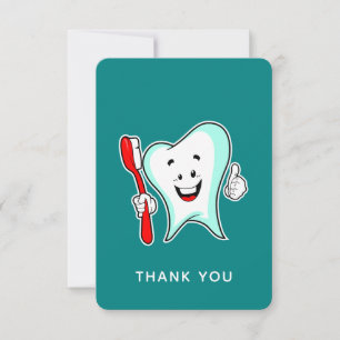 Cartão De Agradecimento Dental Care Happy Tooth com escova de dentes Obrig