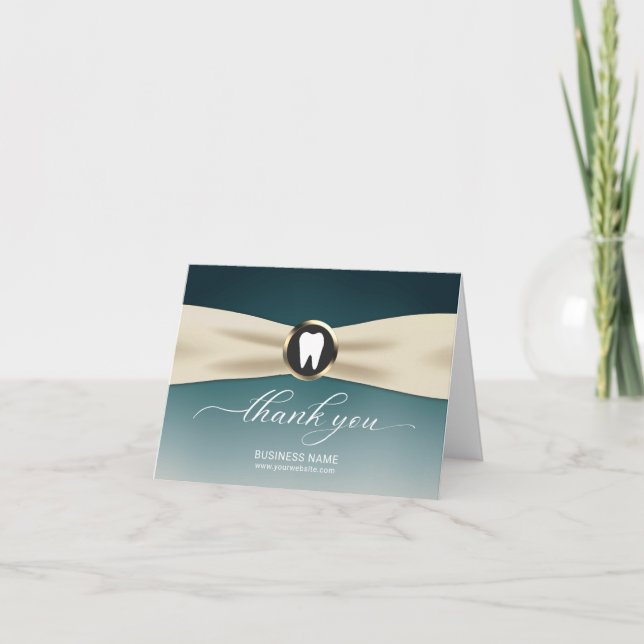 Cartão De Agradecimento Dentist Elegante Teal Ombre Dental Escritório Obri (Frente)