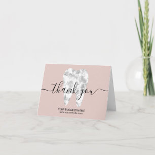 Cartão De Agradecimento Dentista Rosa Blush Dental Crystal Tooth Obrigado