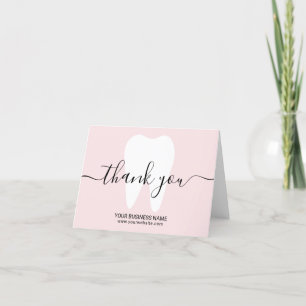 Cartão De Agradecimento Dentista Rosa Rosa Blush Branca Dental Obrigado