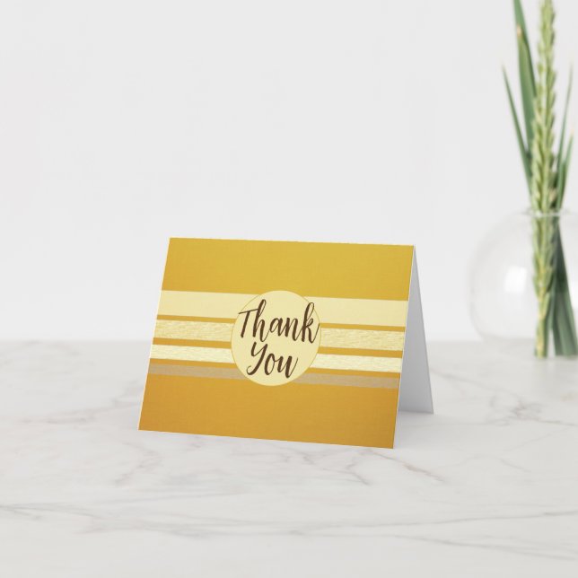 Cartão De Agradecimento Dentro Vazio de faixas amarelas da mostarda (Frente)