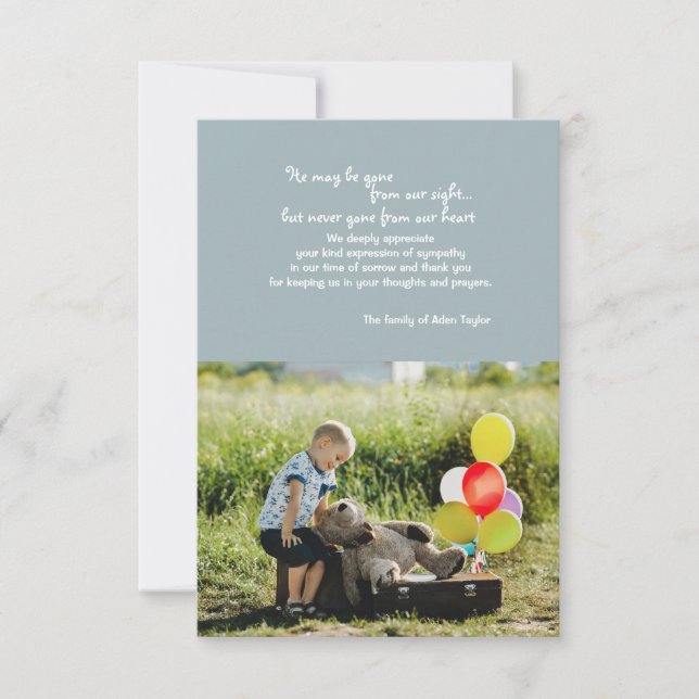 Cartão De Agradecimento Desaparecido de Nossa Vista Foto Luto Obrigado (Frente)