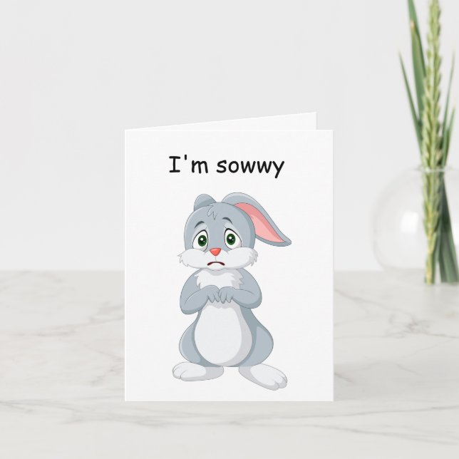 Cartão De Agradecimento Desculpe, Bunny Card (Frente)