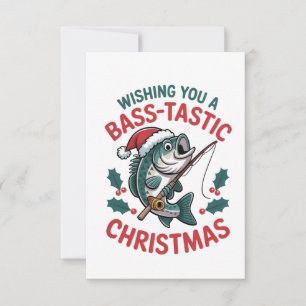 Cartão De Agradecimento Desejando um Natal Bass-tástico Pesca Pescador
