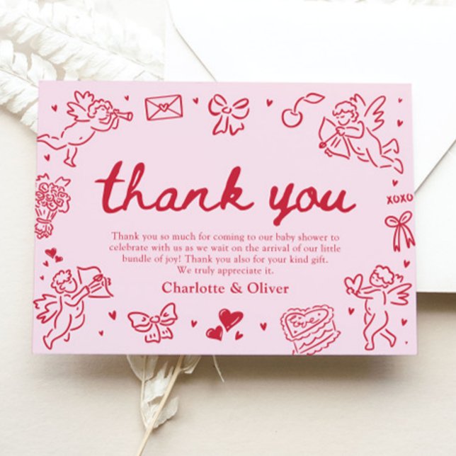 Cartão de agradecimento Desenhado à Mão para Namor (Hand Drawn Valentine Sweetheart Thank you card)